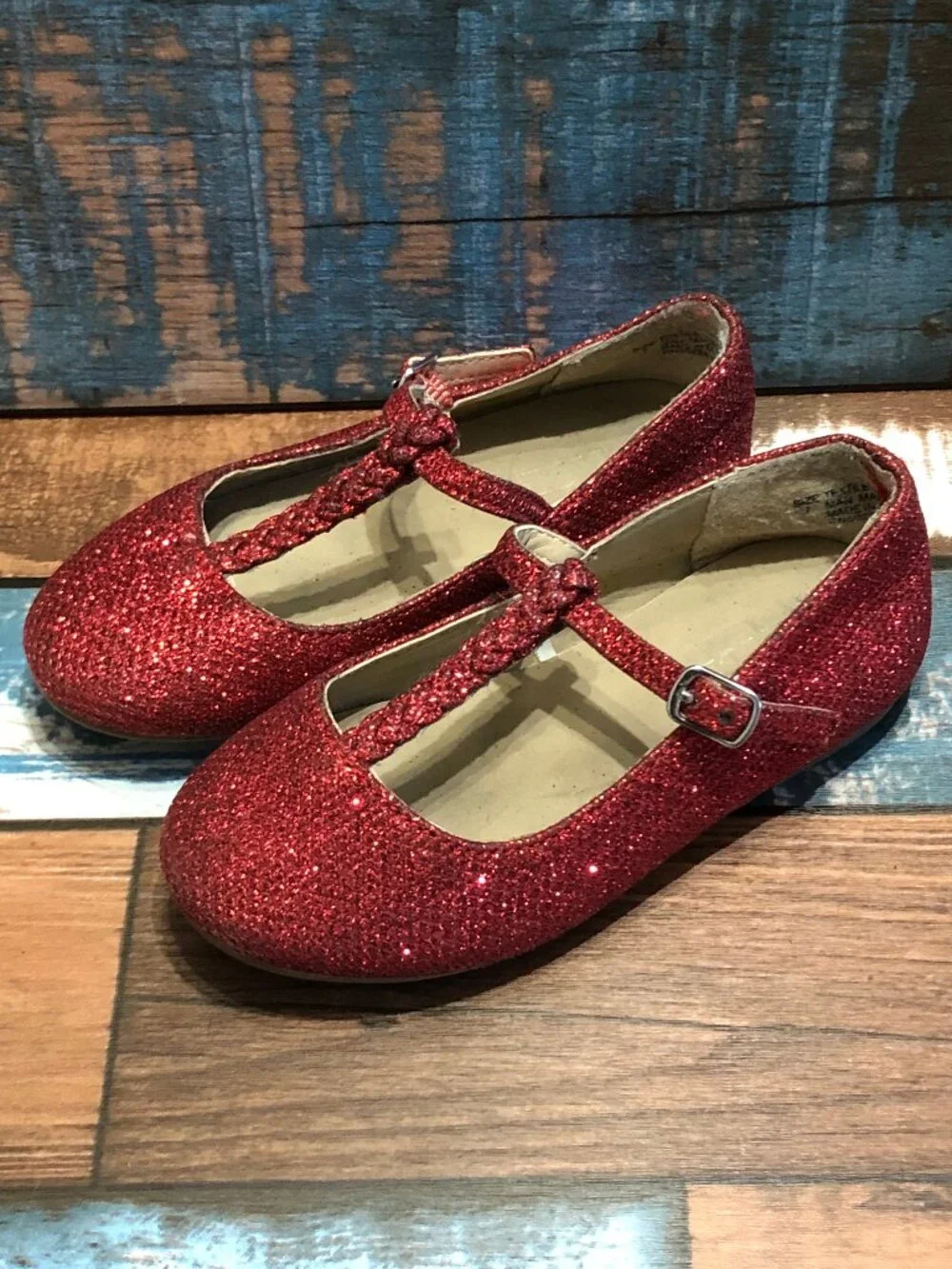 Place Girls Mary Jane Red Dress Shoes Shimmery Baby Size 7